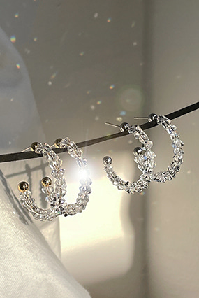 [Silver 925] Crystal beeds earring (골드,실버)
