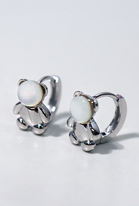 [Silver 925] Teddy bear stone earring (3 color)