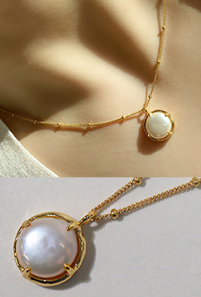 [Silver 925] Bold pearl necklace (담수진주)