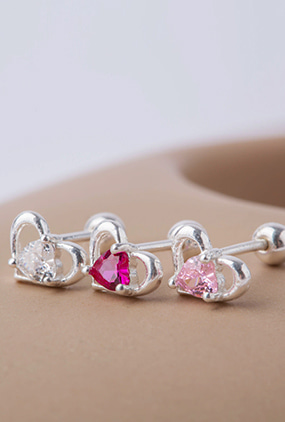 [Silver 925] Pink heart piercing (3 color)