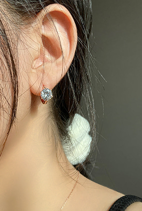[Silver 925] Diamond ring earring (3 color)