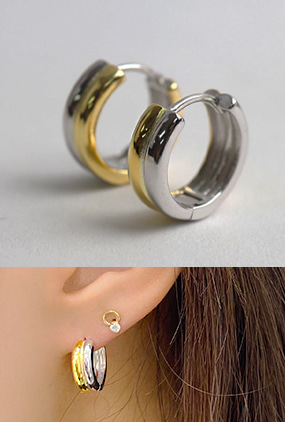 [Silver 925] Gold&amp;silver mix hoop earring