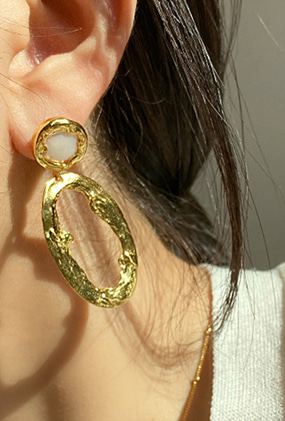 [Silver 925] Big pearl wave earring