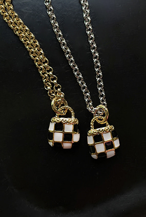 Vintage check-bag👛 necklace (골드, 실버)