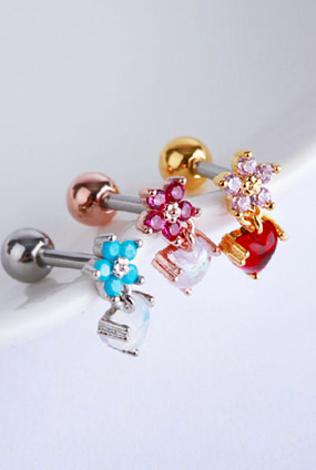 Heart♥ flower piercing (3 color)