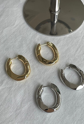 Bold oval ring earring (골드,실버)