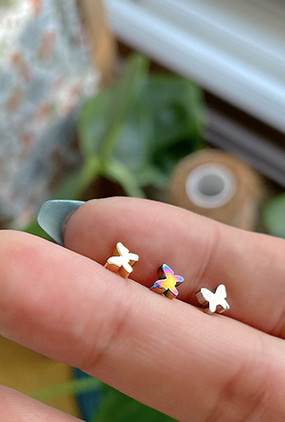 (ALL써지컬) Mini butterfly piercing(3 color)