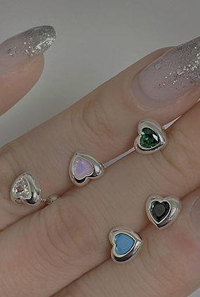 [Silver 925] Heart stone piercing (5 color)