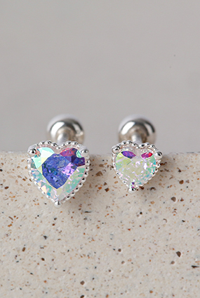 [Silver 925] Rainbow heart piercing (2 size)