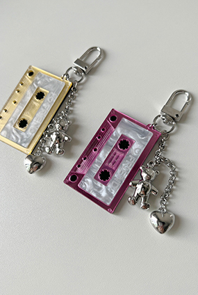 Cassette tape key ring (핑크, 옐로우)