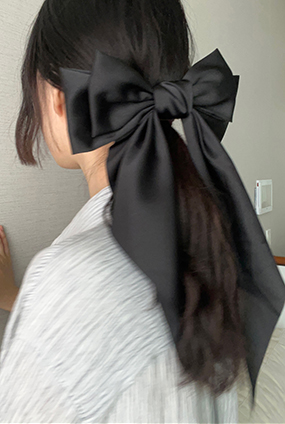 Big ribbon drop hair pin (핑크,크림,블랙)