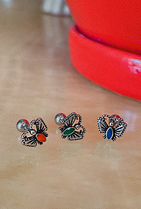 Ethinc 🦋 butterfly piercing(블루,레드,그린)
