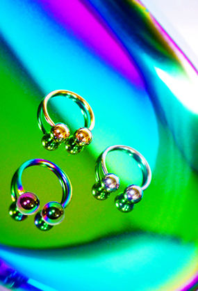 ♥누적 700개 판매 돌파♥Two ball -Ring piercing ( 3 color )(골드, 실버, 레인보우)