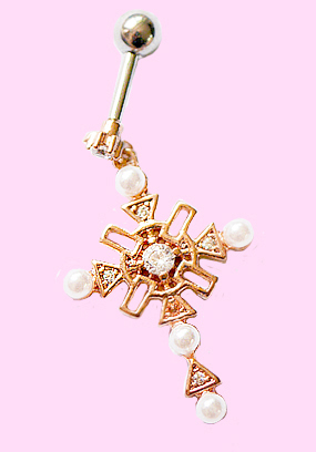 Pearl - flower cross piercing ( 3 color )