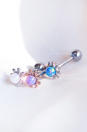 Flower opal piercing (오팔 원석)(라벤더,화이트,블루)