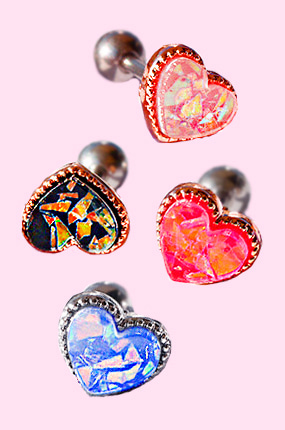 ♥누적 150개 판매 돌파♥ Nacre - heart piercing (6 color)(로즈골드,실버)