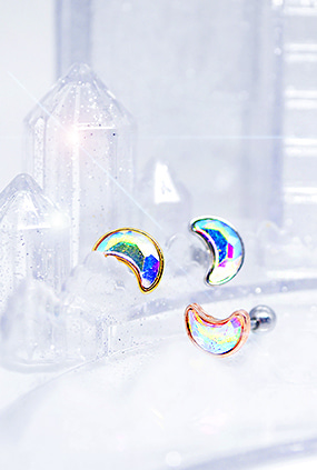 ♡누적 400개 판매 돌파♡ Rainbow moon piercing (3 color)