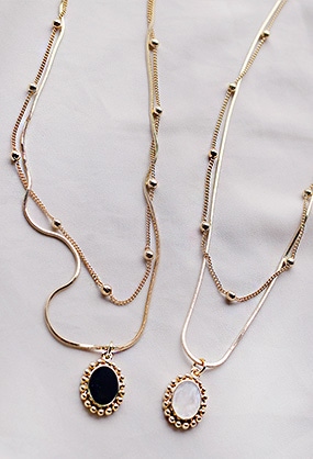 ♥누적 100개 판매 돌파♥ Antique gem - necklace set(자개 목걸이&amp;초커 2종 세트)