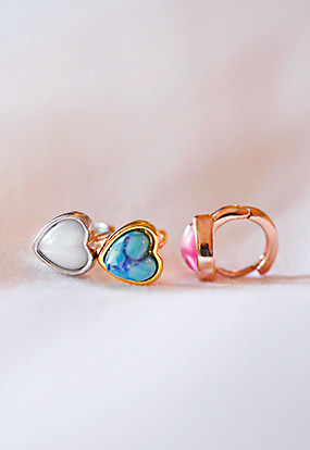 ♡ Gemstone one-touch ring piercing (3 color)