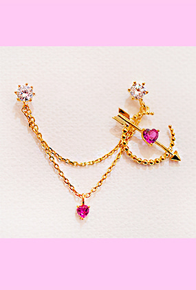 Cupid moon♥ chain two pin piercing (3 color)