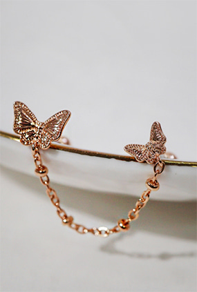 Butterfly two pin piercing (골드,실버,로즈골드)