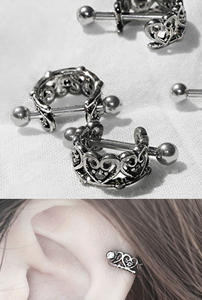 ♥누적 200개 판매 돌파♥ Antique Heart ♥ half-ring piercing