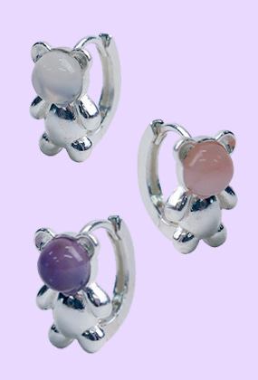 [Silver 925] Teddy bear stone piercing (3 color)