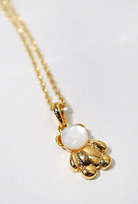 [Silver 925] Teddy bear stone necklace (3 color)